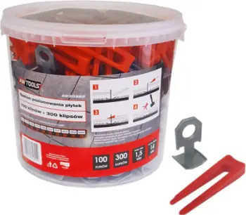 Sistem AWTools për nivelimin e pllakave 7-14 mm, pyka 100 copë + kapëse 300 copë (AW30365)