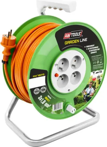 Kabllo zgjatëse AWTools Garden Line, 40 m, 4 priza, 10A, portokalli (AW70215)