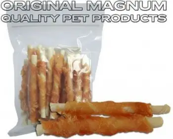 Shujta përtypëse për qen Magnum, Sticks me lëkurë lope dhe pulë, 250g