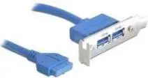 Pllakë zgjerimi DeLOCK, 2x USB 3.0 Low Profile, 19-pin në 2x USB-A