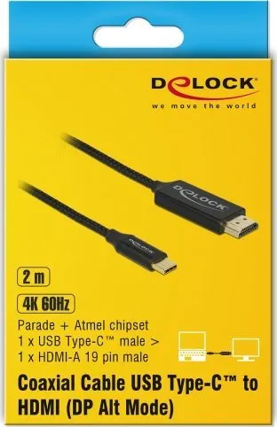 Kabllo Delock USB-C në HDMI, 3m, e zezë - 2