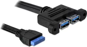 Kabllo Delock USB ext - int, 0.45m, e zezë