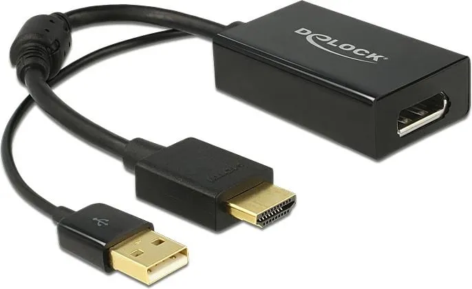 Përshtatës DeLock HDMI - DisplayPort + USB A 62667, i zi - 1