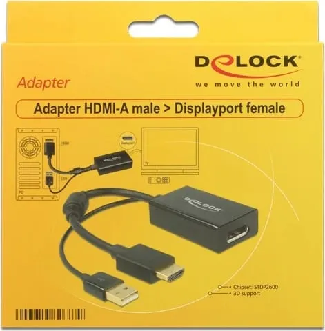 Përshtatës DeLock HDMI - DisplayPort + USB A 62667, i zi - 2