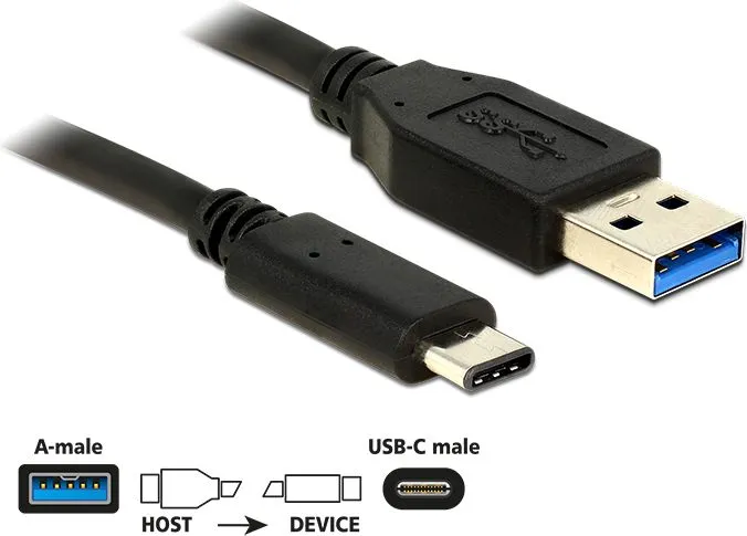 Kabllo Delock USB-A - USB-A, 1m, e zezë - 1