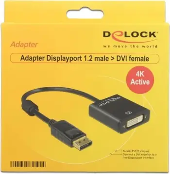Përshtatës DeLock 62599, DisplayPort në DVI-I, i zi