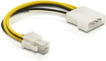 Kabllo Delock 82391, Molex në ATX/EPS 4-pin, 0.15m, e verdhë