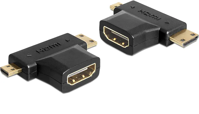 Përshtatës AV Delock HDMI Micro - HDMI Mini - HDMI, i zi - 1