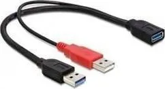 Kabllo Delock USB-A - USB-A, 0.3m, e zezë - 1