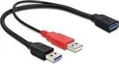 Kabllo Delock USB-A - USB-A, 0.3m, e zezë