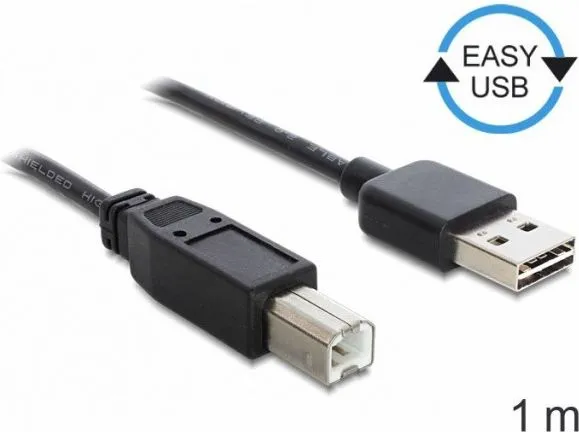 Kabllo Delock USB-A - USB-B, 1m, e zezë - 1