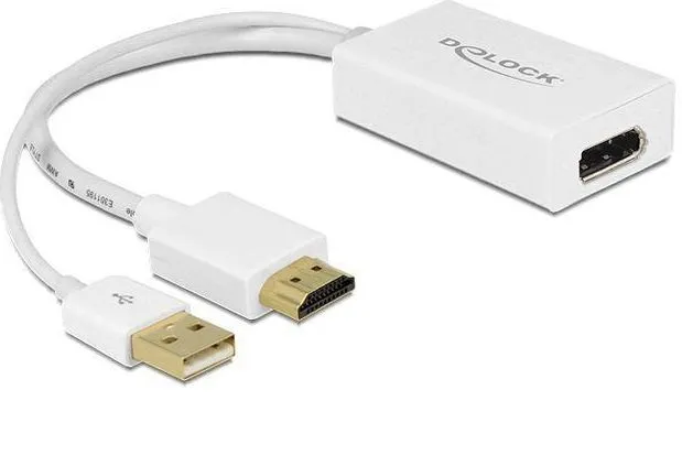 Përshtatës Delock HDMI - DisplayPort + USB-A, i bardhë - 1