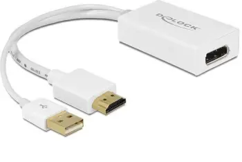 Përshtatës Delock HDMI - DisplayPort + USB-A, i bardhë