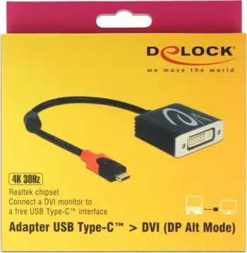 Adapter DeLock (61213), USB-C në DVI, i zi