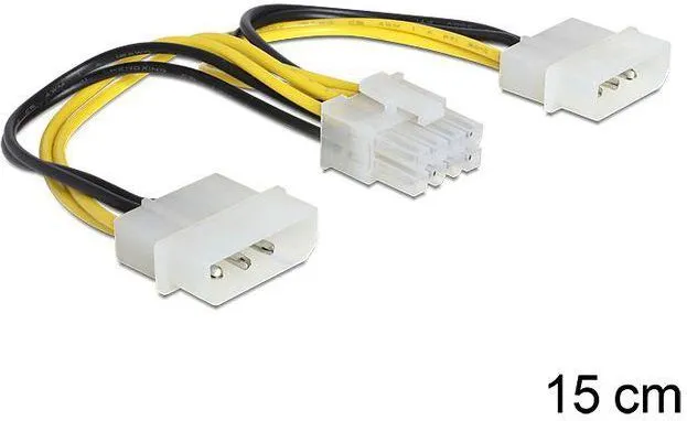 Kabllo DeLock Molex x2 - ATX/EPS 8pin 8340, 0.15m, e verdhë - 1
