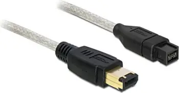 Kabllo Delock Firewire 9-pin në 6-pin, 1m, e tejdukshme