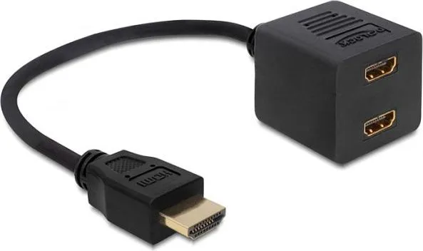 Kabllo Delock HDMI - HDMI x2, e zezë - 1