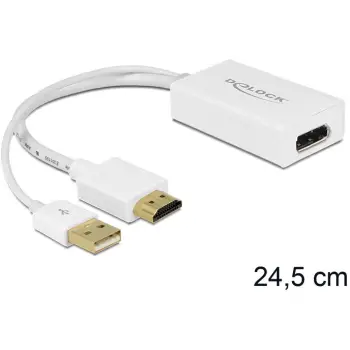 Kabllo Adapter DELOCK / HDMI-A Plug → DisplayPort Socket – Bardhë