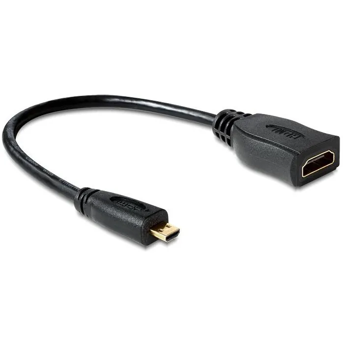 Kabëll HDMI DeLOCK 65391, 0.23m, HDMI Type A në HDMI Type D, zi - 1