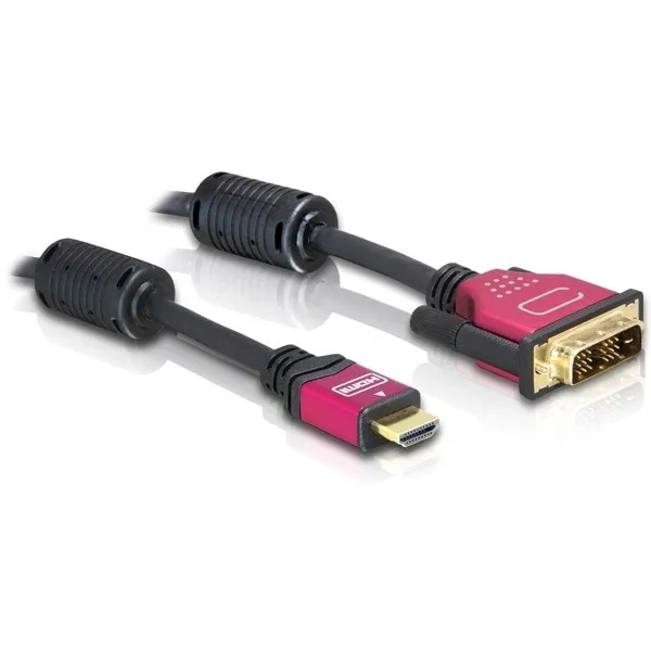 Kabllo DELOCK / HDMI-A Plug→ DVI 18+1 Plug / 5m – Zezë - 1