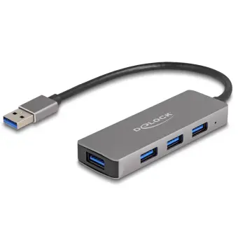 Hub USB 4 Porta DeLOCK, USB 3.2 Gen 1, 5 Gbps, Gri