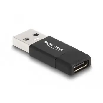 Adapter USB DELOCK 3.2 Gen 2 Typ‑A (M) në USB‑C (F) – Zezë