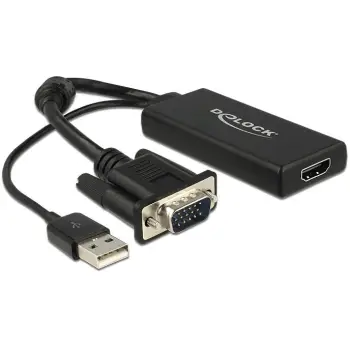 Adapter DisplayPort në VGA DeLOCK 65439, mashkull/femër, e zezë