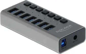 USB hub DeLOCK 7 porta, USB 3.2 Gen 1, alumini, 1m, hiri