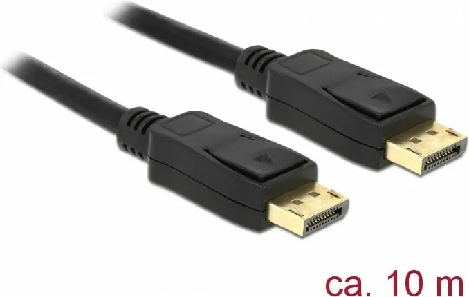 DisplayPort kabllo DeLOCK 84862, 10m, 4K, mashkull-mashkull, e zezë - 1