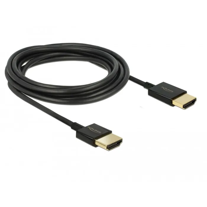 HDMI kabllo DeLOCK 85117, 0.25m, 4K, 3D, e zezë - 1