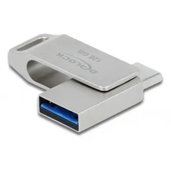USB Flash Drive STICK DELOCK USB 3.2 Gen 1 USB-C + Typ-A 128GB – Silver