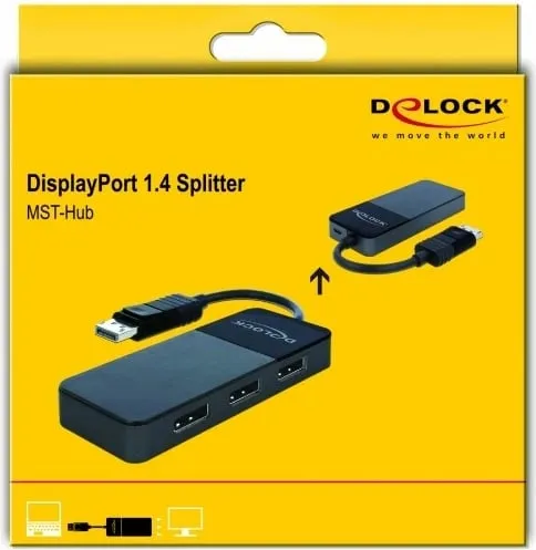 Splitter DisplayPort DeLOCK 87737, 3x DisplayPort, 0.125m, e zezë - 1