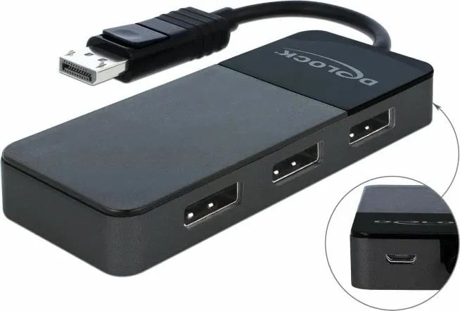 Splitter DisplayPort DeLOCK 87737, 3x DisplayPort, 0.125m, e zezë - 3