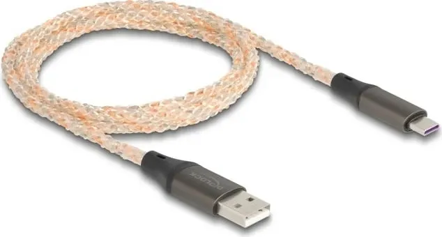 Kabllo USB DeLOCK 2.0, Type-A në Type-C, 1m, RGB, transparent - 2