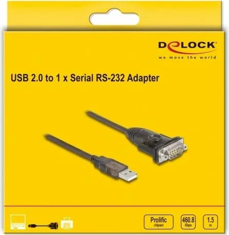 Adapter USB 2.0 DeLOCK, Type-A në RS-232 DB-9, 1.5m, zi - 1