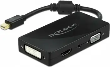 Adapter DeLOCK Mini DisplayPort në VGA/HDMI/DVI/Audio, 4K, i zi