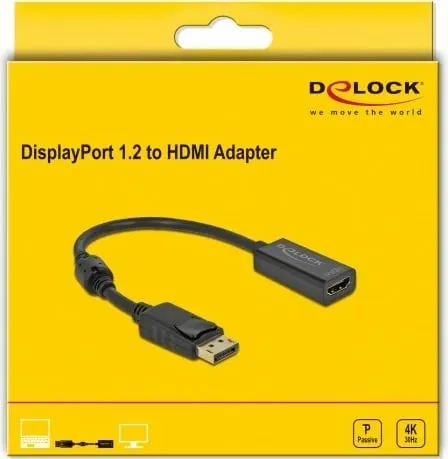 Adapter DisplayPort në HDMI DeLOCK 0.2m i zi, 4K - 1