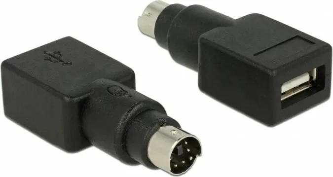 Adapter DeLOCK PS/2 mashkull në USB Type-A femër, zi/inoks - 1