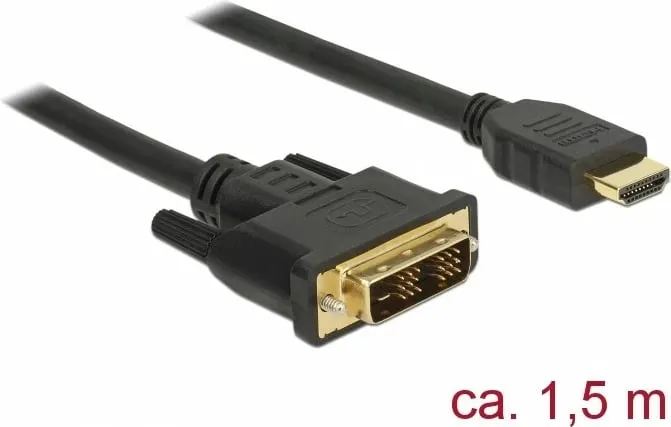 Kabllo DeLOCK 85583, DVI-D në HDMI, 1.5m, e zezë - 1