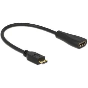 Kabëll HDMI DeLOCK 0.23m, mini HDMI në HDMI, i zi
