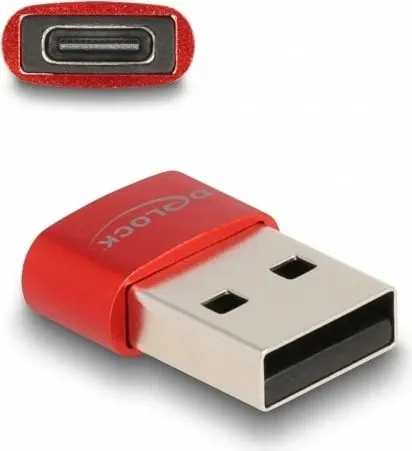 Adapter USB DeLOCK USB 2.0, USB A në USB C, e kuqe - 1