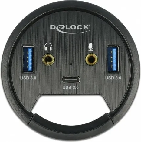 USB hub DeLOCK 3 porta, 1x USB Type-C, 2x USB Type-A, HD-Audio, e zezë - 1