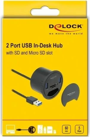 USB hub DeLOCK 2 port, card reader SD/MicroSD, i zi - 3