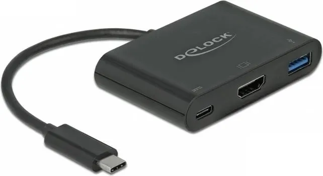 Adapter DeLOCK 64091, USB-C në HDMI/USB-A/USB-C, 60W, i zi - 1