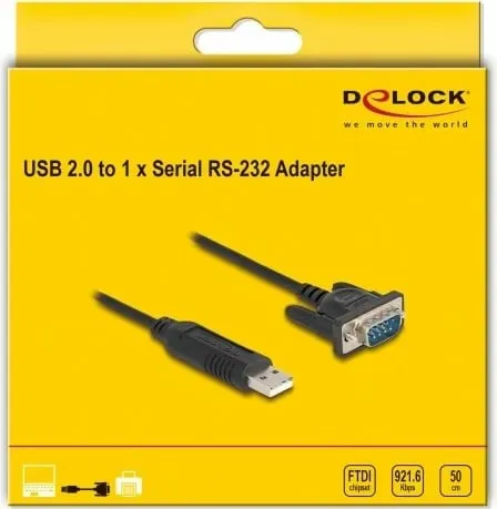 Kabllo adapter USB në RS-232 DeLOCK 0.5m, e zezë - 3