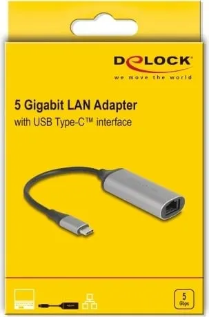 Adapter USB Type-C në RJ-45 DeLOCK 81570, 0.15m, anthracite - 1