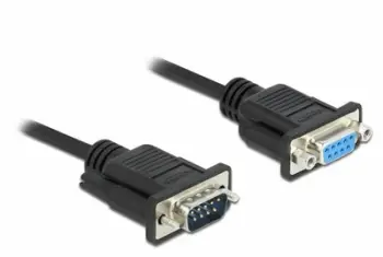 Kabllo zgjatuese seriale DeLOCK 86579, DB9 M në DB9 F, 2m, e zezë