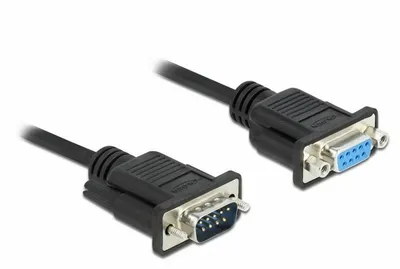Kabllo seriale Delock RS-232 D-Sub9, mashkull–femër, 5 m, e zezë - 1