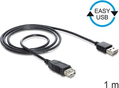 Kabllo USB Delock USB-A në USB-A, 1 m, 28 AWG, e zezë - 1