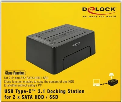 Docking station Delock 2.5"/3.5" SATA – USB-C 3.2 Gen 2 - 2
